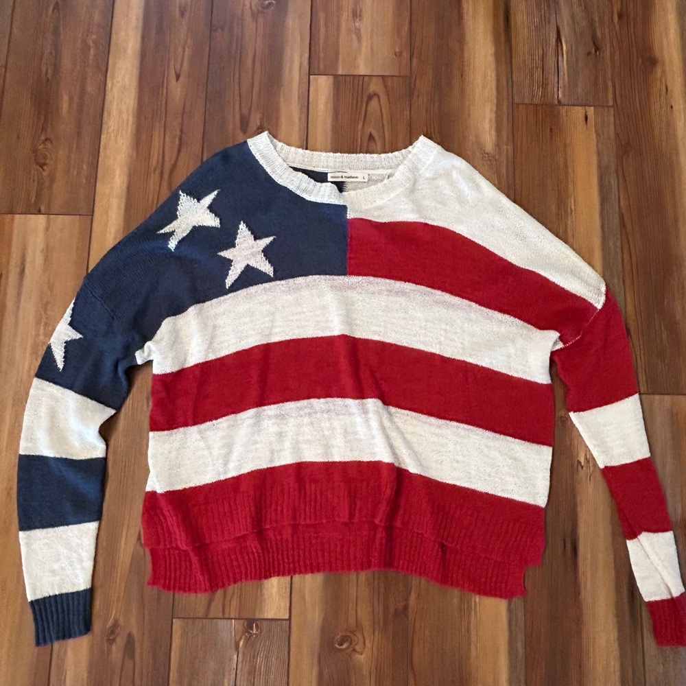 moon & madison Red, White, and Blue Star Sweater